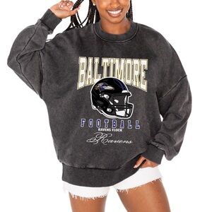 Gameday Couture Black Baltimore Ravens Vintage Wash Oversized Crewneck Pullover